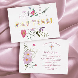 Elegant Wildblommor Baptism Foil-inbjudan