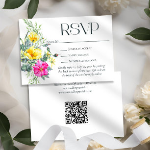 Elegant Wildblommor Blommigt Bröllop webbplats QR- OSA Kort