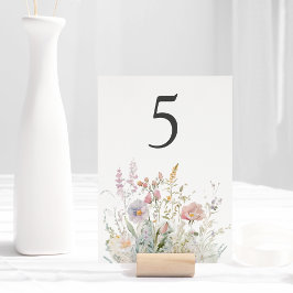 Elegant Wildblommor Blommigt Watercolor Bröllop Bordsnummer