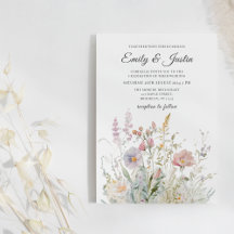 Elegant Wildblommor Blommigt Watercolor Bröllop