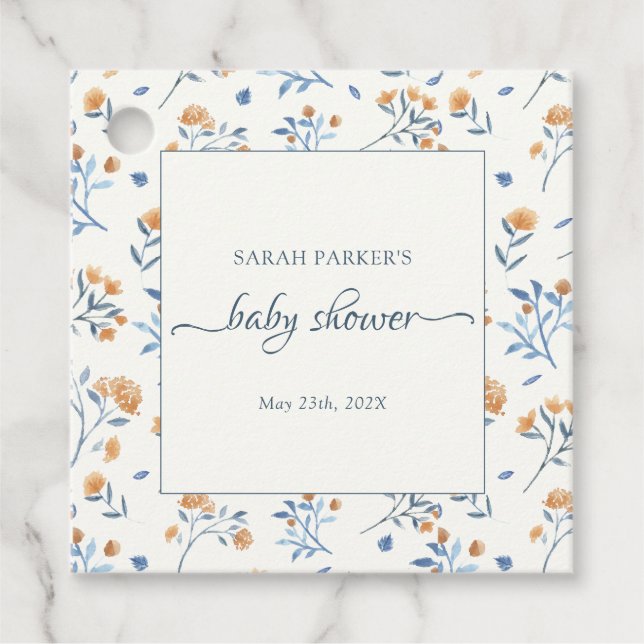 Elegant Wildblommor Boho Baby Shower Gåvor Etiketter (Framsida)