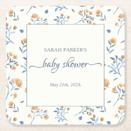 Elegant Wildblommor Boho Baby Shower Underlägg Papper Kvadrat