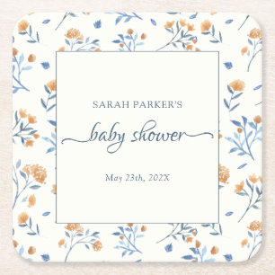 Elegant Wildblommor Boho Baby Shower Underlägg Papper Kvadrat