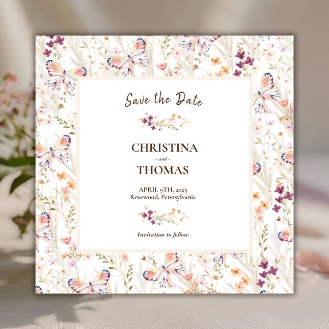 Elegant Wildblommor Boho Spara datum Datumet (Skapare uppladdad)