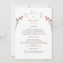 Elegant Wildblommor Bröllop Infor Detail Card Inbjudningar