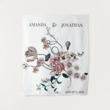 Elegant Wildblommor Bröllop Photo Booth BackDrop