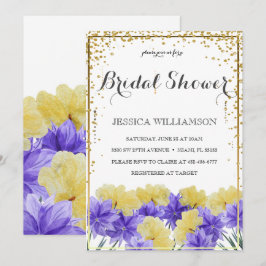 Elegant Wildblommor golden ram, Möhippa Inbjudningar