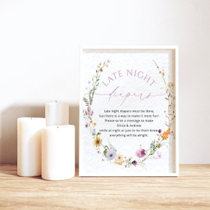 Elegant Wildblommor Late Night Diaper Poster