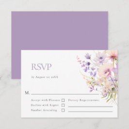 Elegant Wildblommor Lavender Violet Bröllop OSA Kort