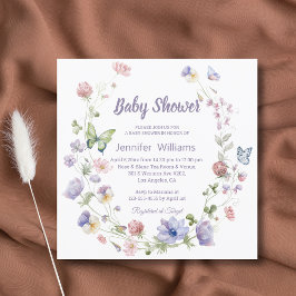 elegant Wildblommor lila chic Flickdusch Inbjudningar