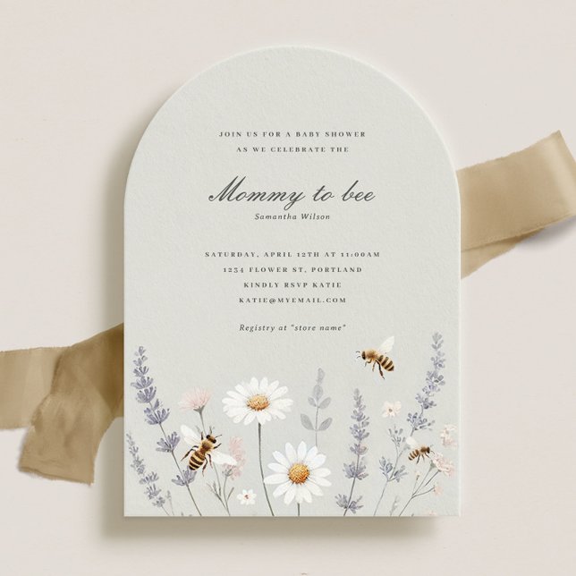 Elegant Wildblommor Mamma till Bee Baby Shower Inbjudningar (Skapare uppladdad)