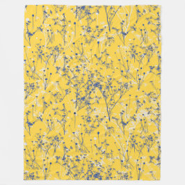 Elegant Wildblommor på Mustard Gult Fleecefilt