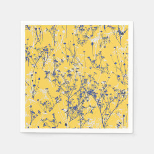 Elegant Wildblommor på Mustard Gult Pappersservett