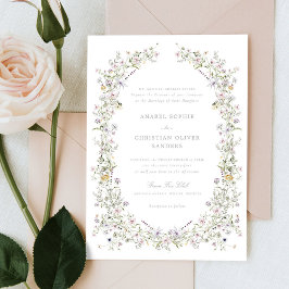 Elegant Wildblommor Pastel Flowers Bröllop Inbjudningar