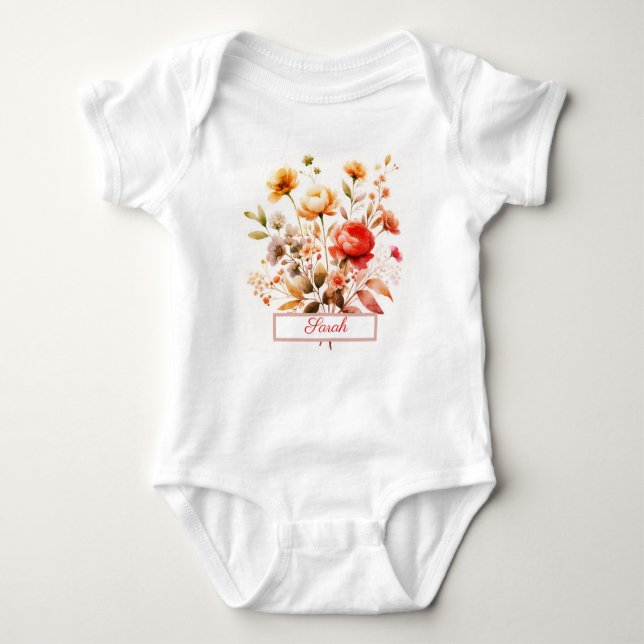 Elegant Wildblommor Personlig namn T Shirt (Framsida)