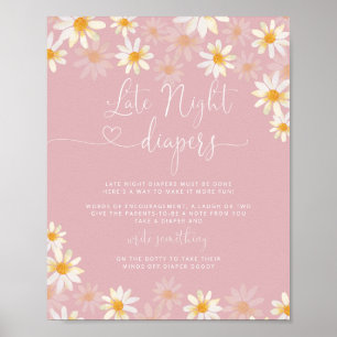 Elegant Wildblommor Sent Natt Diaper Game Poster