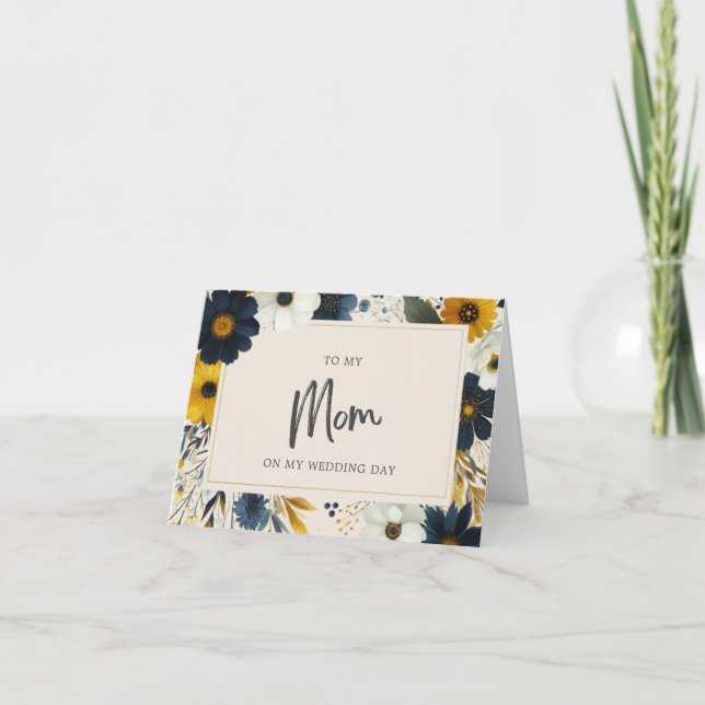Elegant Wildblommor till min Mamma Beige Bröllop Kort (Framsida)