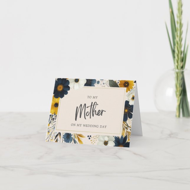 Elegant Wildblommor till min Mor Beige Bröllop Kort (Framsida)