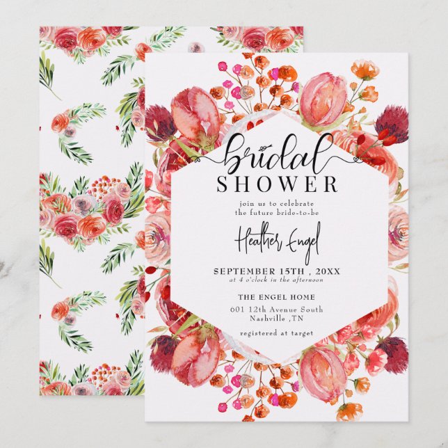 Elegant Wildblommor | Vår Sommar Möhippa Inbjudningar (Fram/baksida)