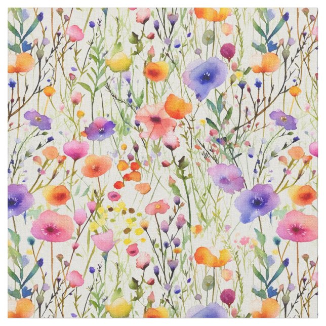 Elegant Wildblommor, vattenfärg Tyg (Närbild)