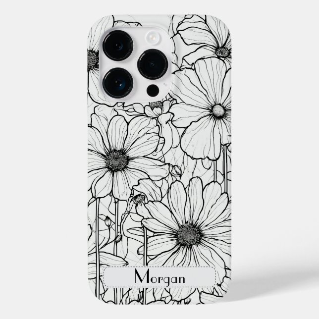 Elegant Wildblommor vit och svart (Baksida)