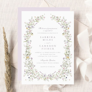 Elegant Wildblommor WAN Rosa Bröllop Inbjudningar