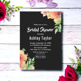 Elegant Wildblommors Black Blommigt Möhippa Inbjudningar