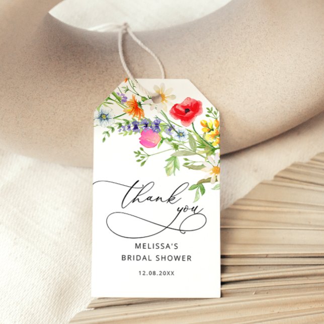 Elegant Wildblommors Möhippa Tack Presentetikett (Skapare uppladdad)