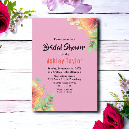 Elegant Wildblommors Rosa Boho Blommigt Möhippa Inbjudningar