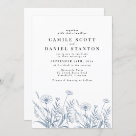 Elegant WildblommPeriwinkle Bröllop Inbjudningar