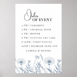 Elegant WildblommPeriwinkle Bröllop Poster