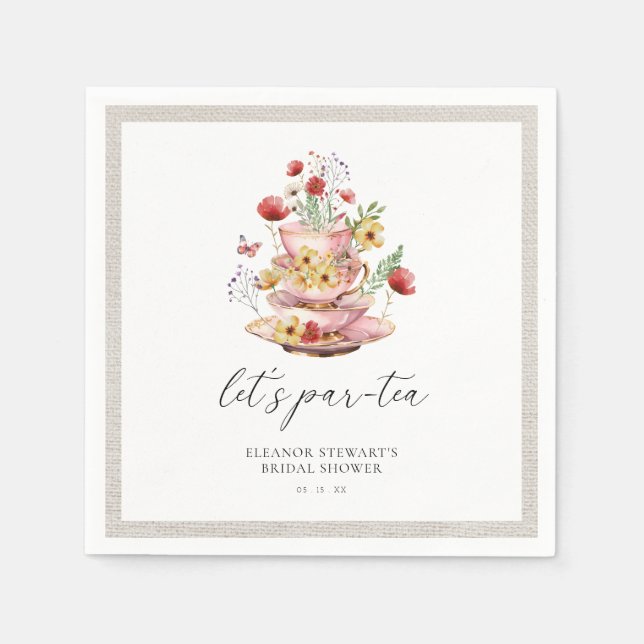 Elegant WildblommTea Party Möhippa Napkins Pappersservett (Framsidan)