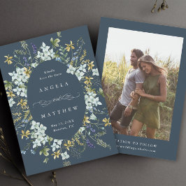 Elegant Wildblomoval Ram Bröllop fotoflotta Spara Datumet