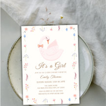 Elegant Wildblomprincess Svan Girl Baby Shower
