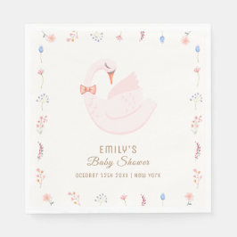 Elegant Wildblomprincess Svan Girl Baby Shower Pappersservett