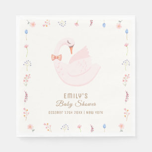 Elegant Wildblomprincess Svan Girl Baby Shower Pappersservett