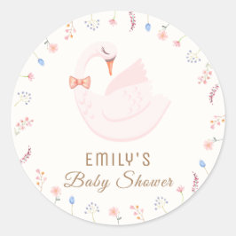 Elegant Wildblomprincess Svan Girl Baby Shower Runt Klistermärke