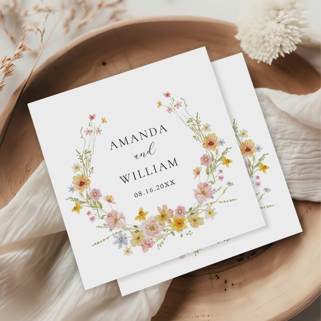 Elegant WildblomRosa Bow Bröllop Pappersservett (Skapare uppladdad)