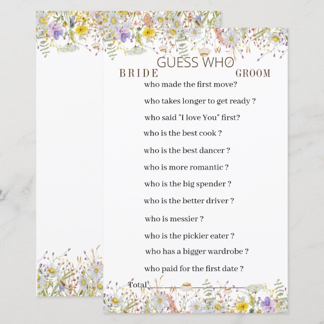 Elegant Wildbloms Blommigt Game Papprare Lakan (Fram/baksida)