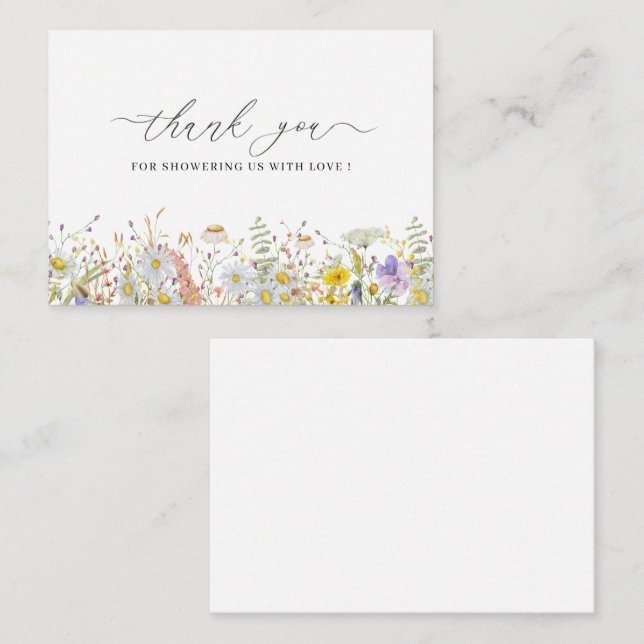 Elegant Wildbloms blommigt tackkort-kort Anteckningskort (Fram/baksida)