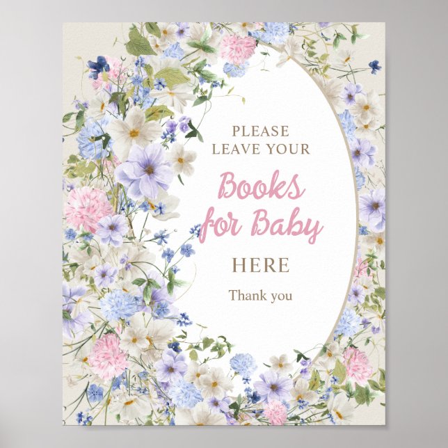 Elegant Wildbloms Meadow  bokar för baby Poster (Framsidan)