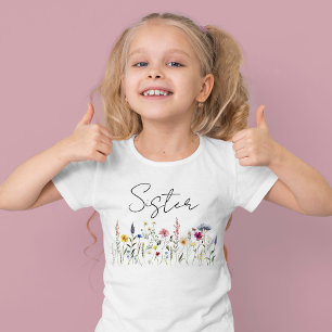 Elegant Wildbloms Meadow Sister Baby Shower T Shirt