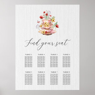 Elegant Wildbloms Möhippa Tea Party Sittdiagram Poster