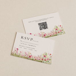 Elegant Wildbloms Online Osa QR-kod Bröllop Tilläggskort