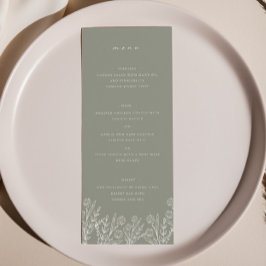 Elegant Wildblomsage Sage Grönt Bröllop Dinner Men Meny