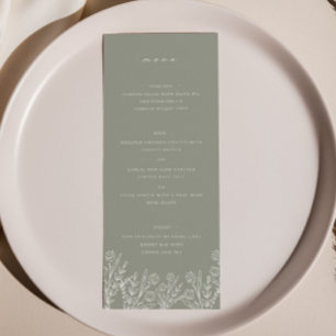 Elegant Wildblomsage Sage Grönt Bröllop Dinner Men Meny