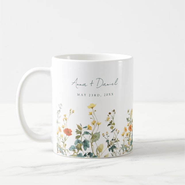 Elegant Wildblomsbröllopsförmån Kaffemugg (Vänster)