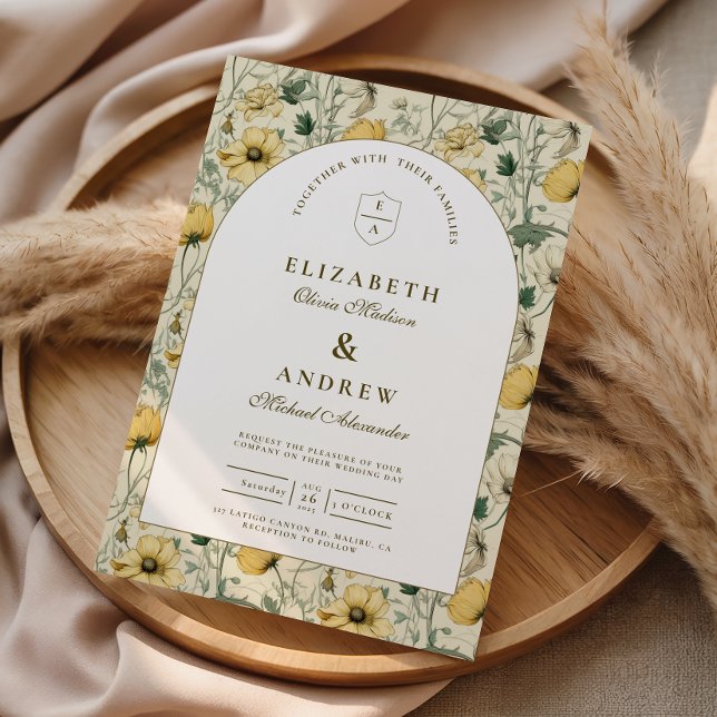 Elegant Wildflower Arch Minimal Wedding Inbjudningar (Skapare uppladdad)