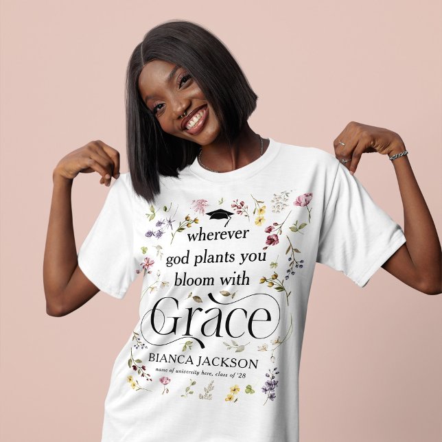 Elegant Wildflower 'Bloom with Grace' Graduate T Shirt (Skapare uppladdad)