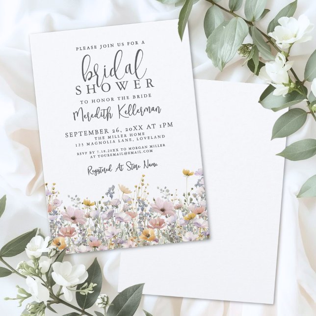 Elegant Wildflower Bridal Shower Inbjudningar (Elegant Wildflower Bridal Shower Invitation)